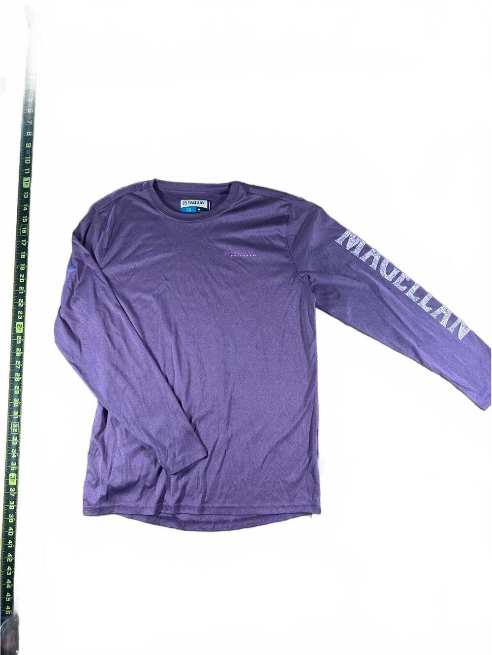 Magellan Outdoors Boyfriend Fit Fish Gear Long Sleeve Shirt Medium Purple